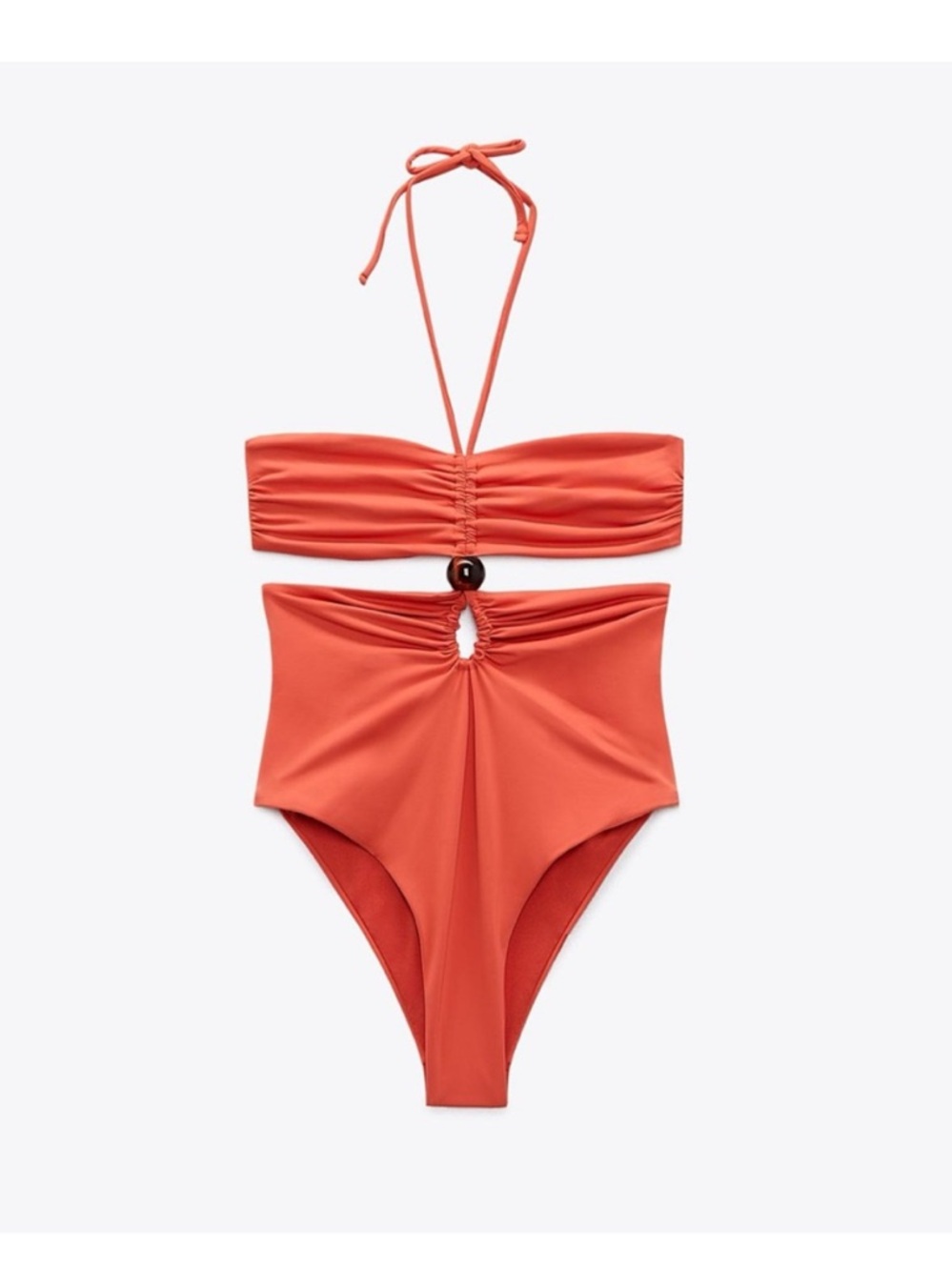 Zara Bandeau Style Onepiece Cutout Swimsuit in Coral